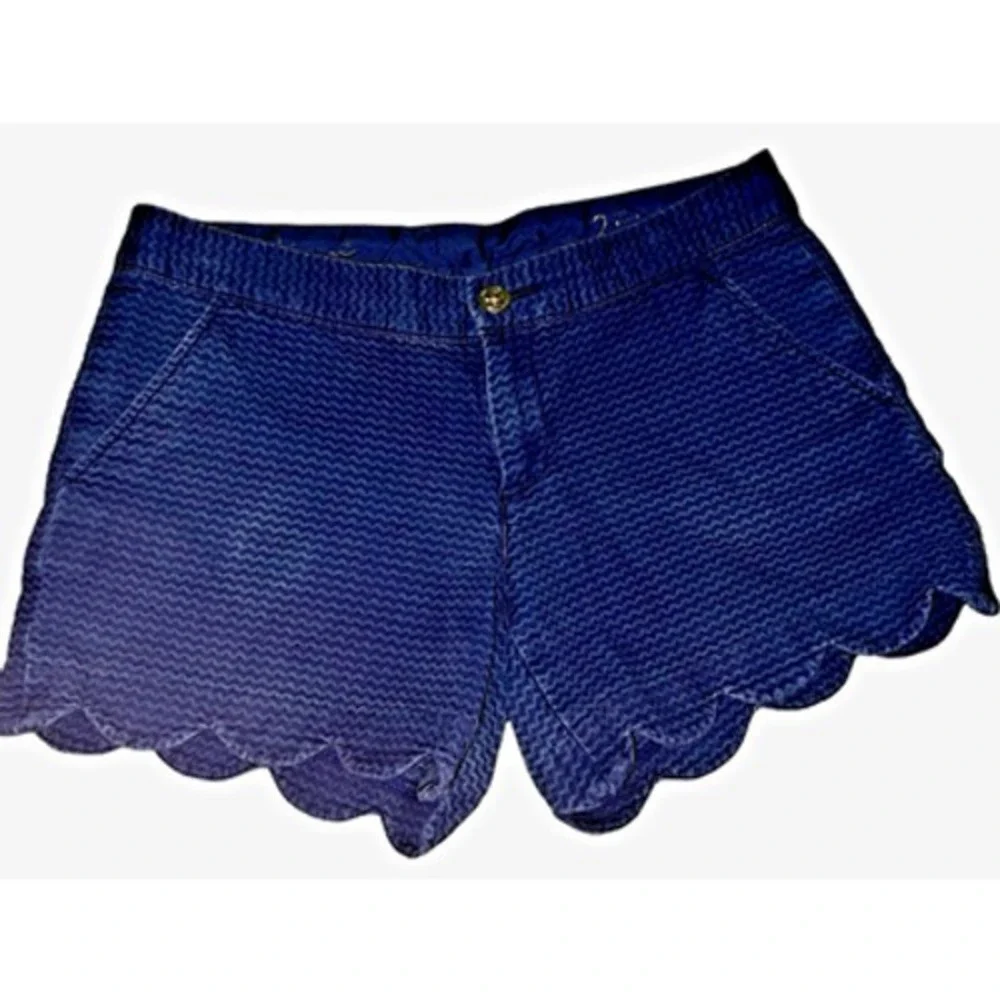Lilly Pulitzer Buttercup Scallop Hem Shorts 2 Coastal Resort Preppy Golfcore